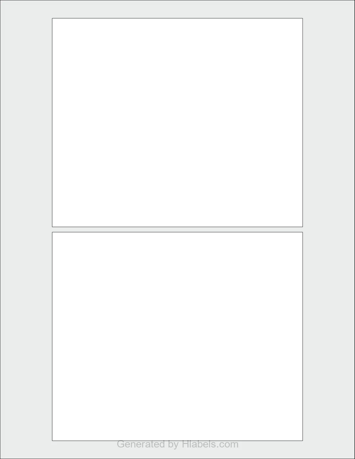 OnlineLabels® OL1417 template with 2 rectangular 6 x 5 inch labels per sheet, on Letter-size adhesive blank label sheets.