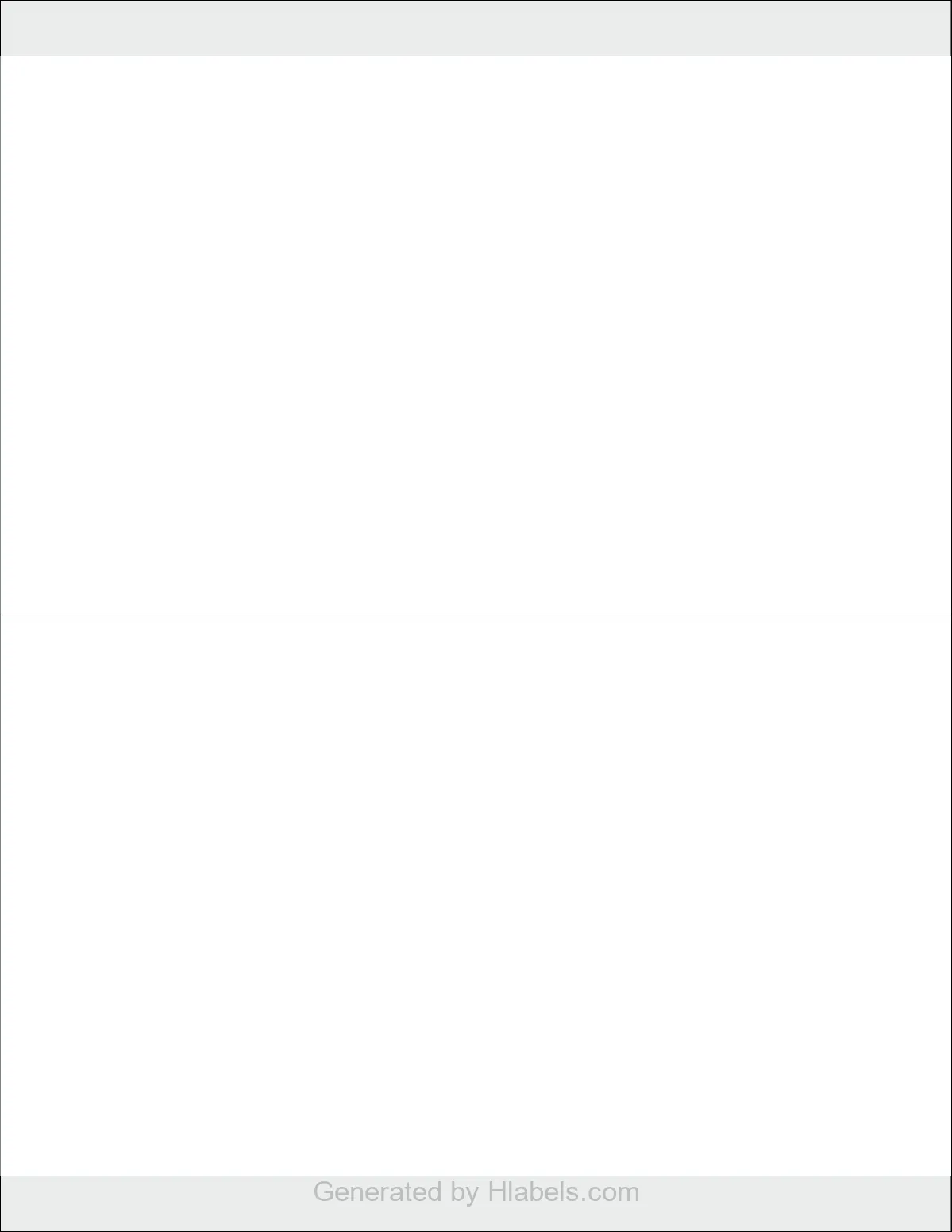 OnlineLabels® OL1442 template with 2 rectangular 8.5 x 5 inch labels per sheet, on Letter-size adhesive blank label sheets.