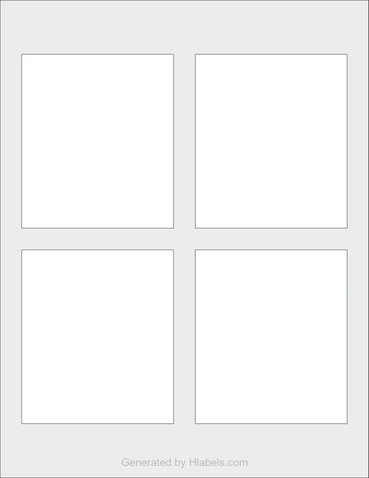 OnlineLabels® OL1443 template with 4 rectangular 3.5 x 4 inch labels per sheet, on Letter-size adhesive blank label sheets.