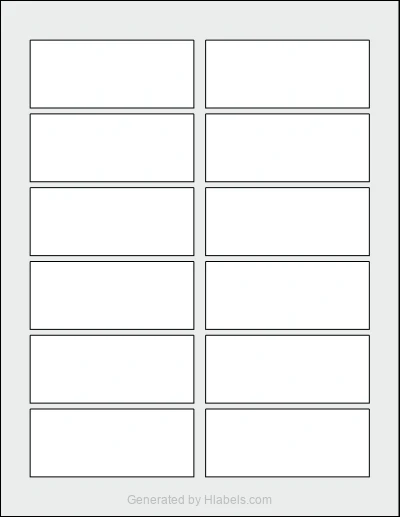 OnlineLabels® OL1497 template with 12 rectangular 3.4833 x 1.4445 inch labels per sheet, on Letter-size adhesive blank label sheets.