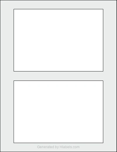 OnlineLabels® OL1499 template with 2 rectangular 6.5 x 4.5 inch labels per sheet, on Letter-size adhesive blank label sheets.