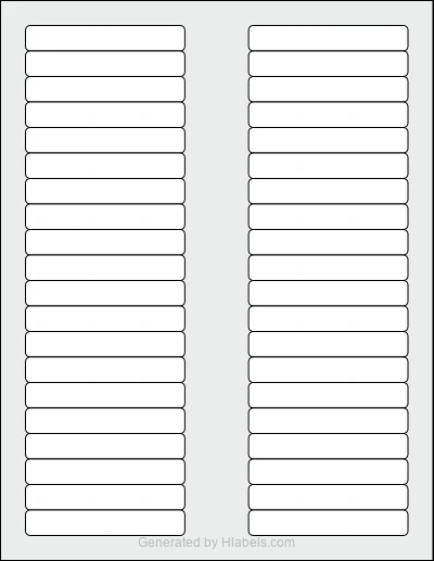 OnlineLabels® OL1543 template with 40 rectangular 3.125 x 0.5 inch labels per sheet, on Letter-size adhesive blank label sheets.