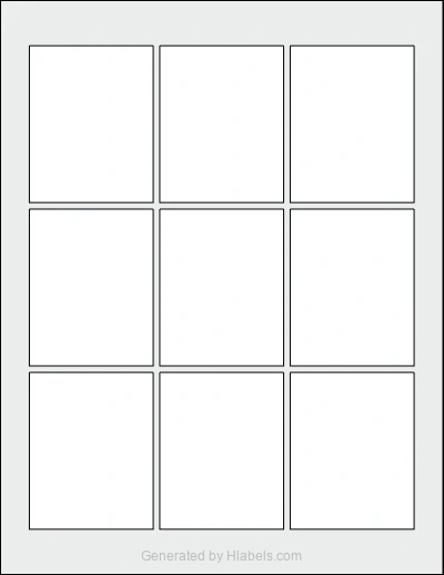 OnlineLabels® OL1555 template with 9 rectangular 2.375 x 3 inch labels per sheet, on Letter-size adhesive blank label sheets.