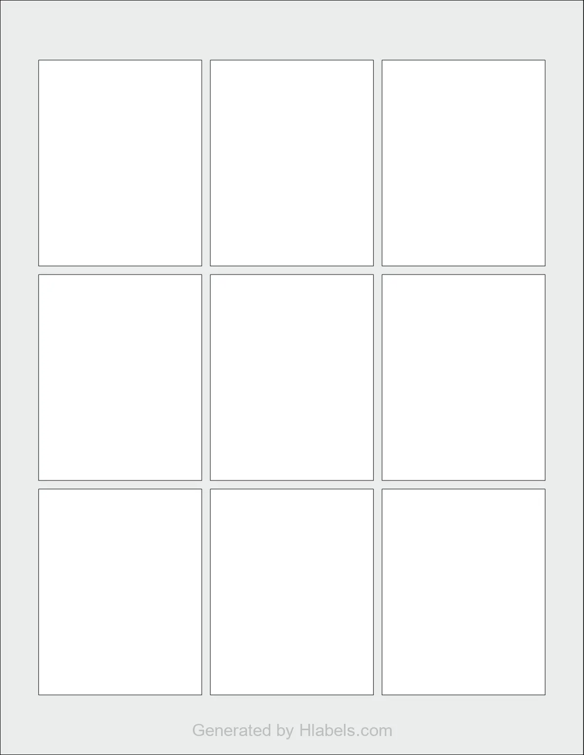 OnlineLabels® OL1555 template with 9 rectangular 2.375 x 3 inch labels per sheet, on Letter-size adhesive blank label sheets.