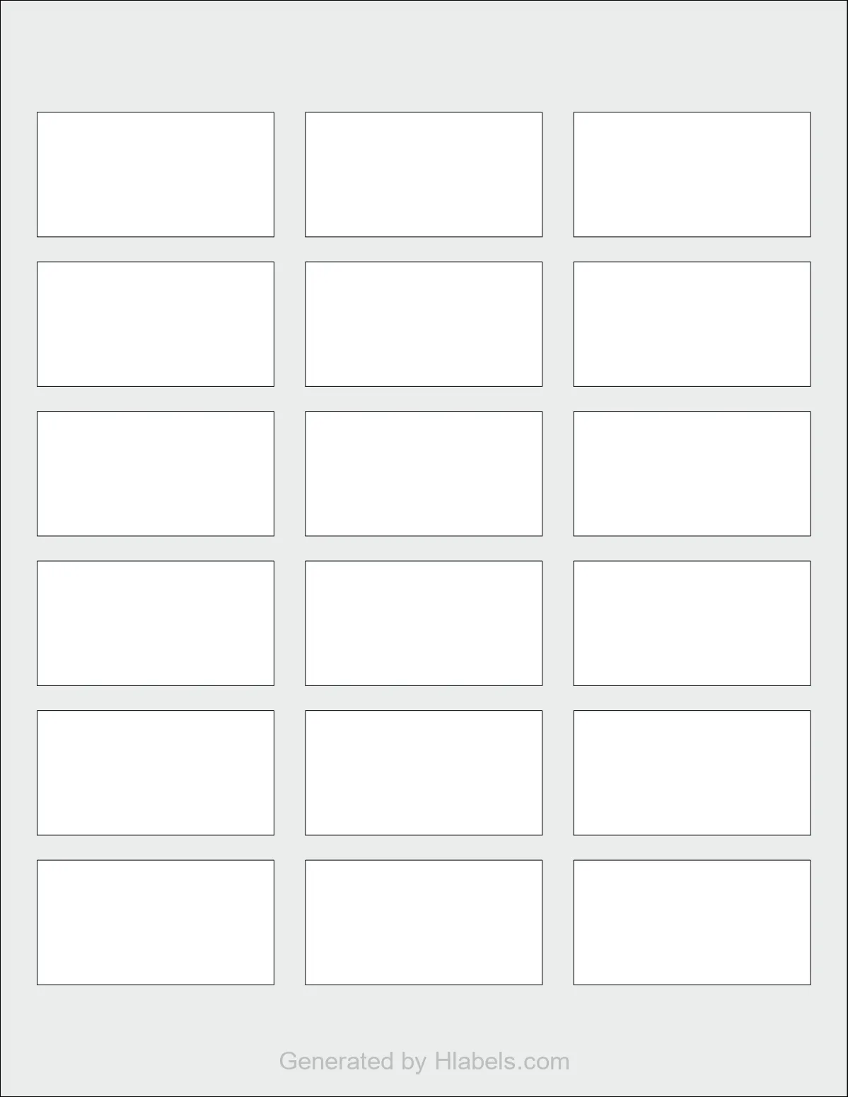 OnlineLabels® OL160 template with 18 rectangular 2.375 x 1.25 inch labels per sheet, on Letter-size adhesive blank label sheets.