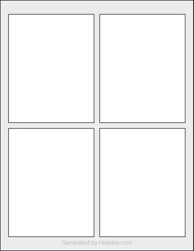 OnlineLabels® OL162 template with 4 rectangular 3.75 x 4.75 inch labels per sheet, on Letter-size adhesive blank label sheets.
