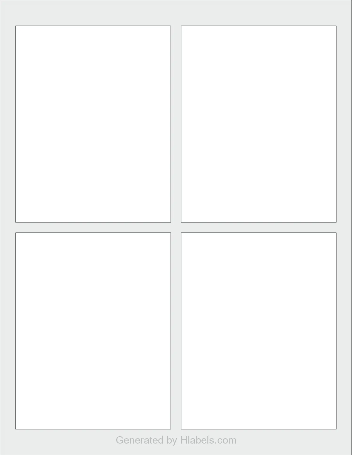 OnlineLabels® OL162 template with 4 rectangular 3.75 x 4.75 inch labels per sheet, on Letter-size adhesive blank label sheets.