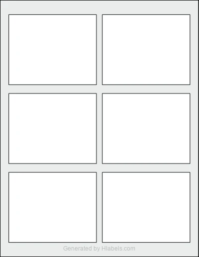 OnlineLabels® OL172 template with 6 rectangular 3.75 x 3 inch labels per sheet, on Letter-size adhesive blank label sheets.