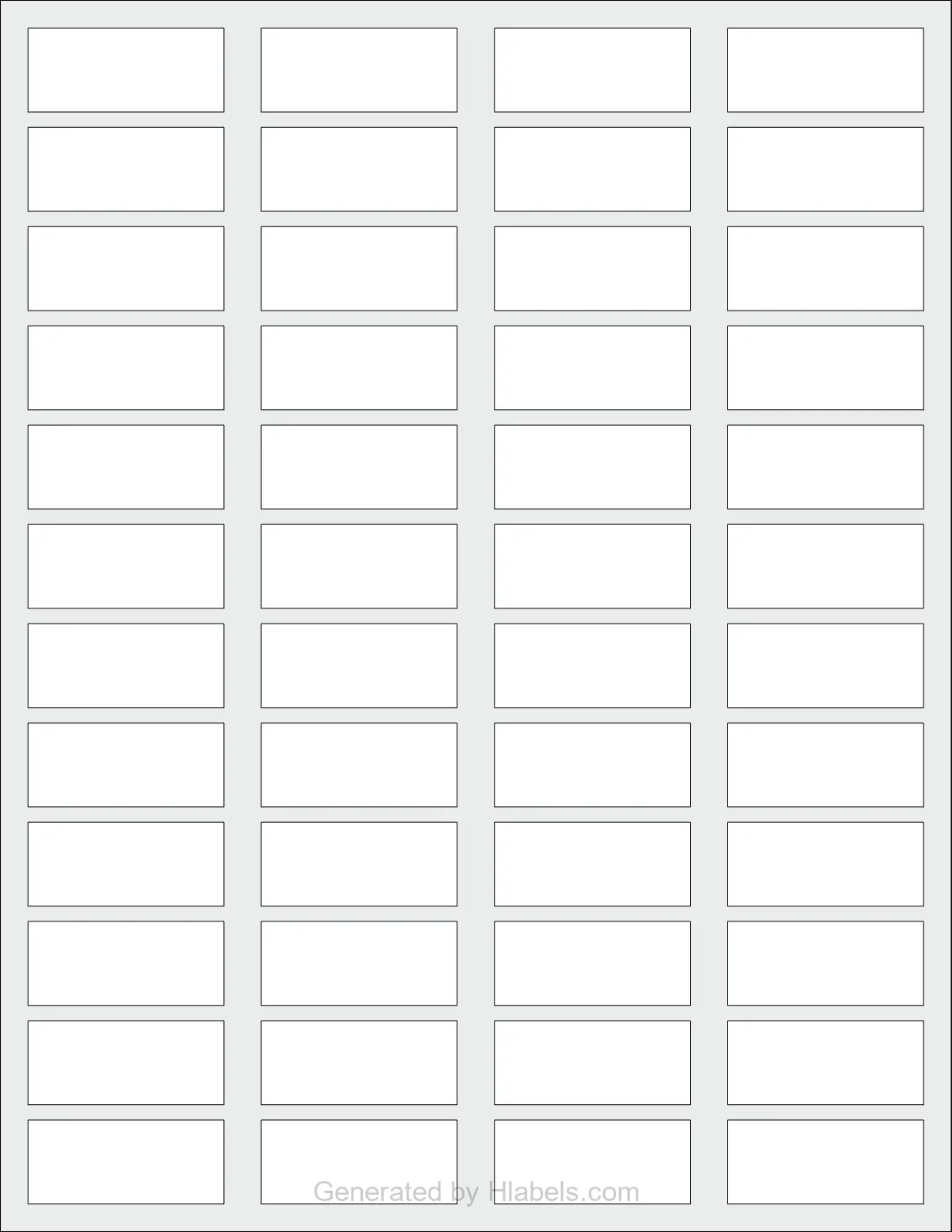 OnlineLabels® OL1735 template with 48 rectangular 1.75 x 0.75 inch labels per sheet, on Letter-size adhesive blank label sheets.
