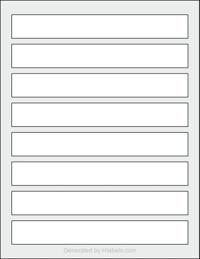 OnlineLabels® OL1758 template with 8 rectangular 7.5 x 1 inch labels per sheet, on Letter-size adhesive blank label sheets.