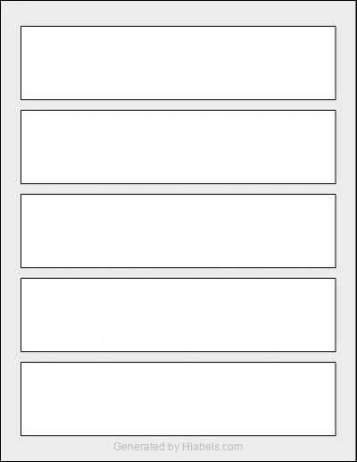 OnlineLabels® OL1759 template with 5 rectangular 7.5 x 1.75 inch labels per sheet, on Letter-size adhesive blank label sheets.