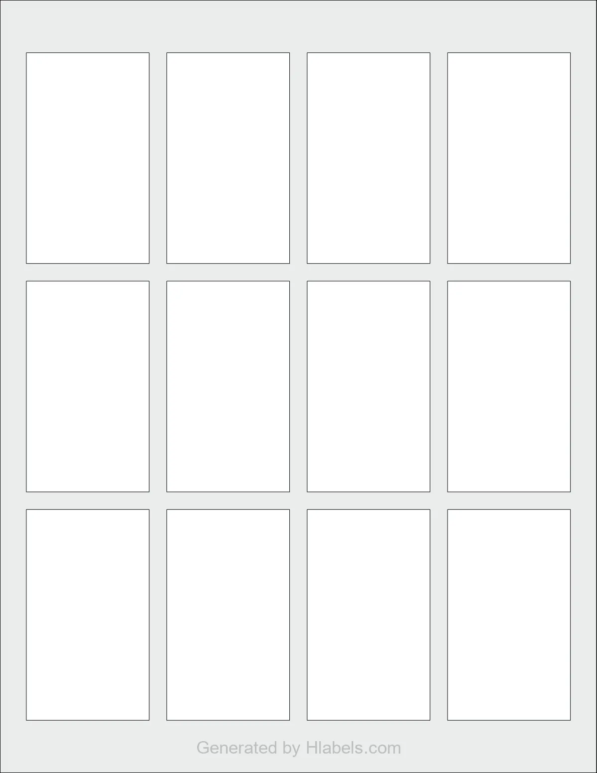 OnlineLabels® OL1763 template with 12 rectangular 1.75 x 3 inch labels per sheet, on Letter-size adhesive blank label sheets.
