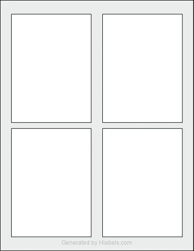 OnlineLabels® OL1887 template with 4 rectangular 3.5 x 4.75 inch labels per sheet, on Letter-size adhesive blank label sheets.