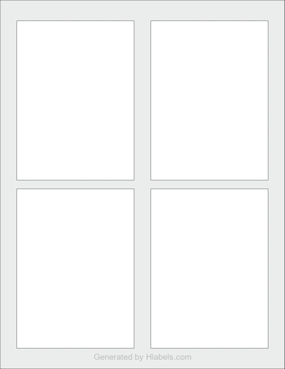 OnlineLabels® OL1887 template with 4 rectangular 3.5 x 4.75 inch labels per sheet, on Letter-size adhesive blank label sheets.