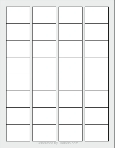 OnlineLabels® OL1905 template with 32 rectangular 1.75 x 1.25 inch labels per sheet, on Letter-size adhesive blank label sheets.