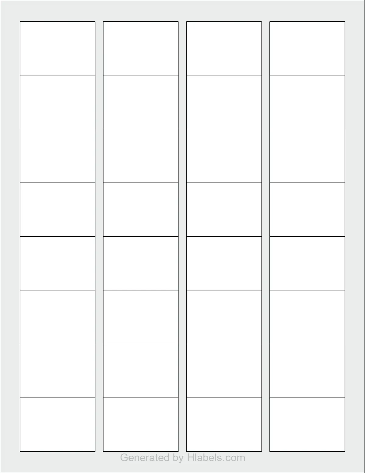OnlineLabels® OL1905 template with 32 rectangular 1.75 x 1.25 inch labels per sheet, on Letter-size adhesive blank label sheets.