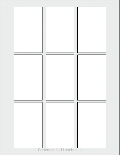 OnlineLabels® OL1909 template with 9 rectangular 2 x 3.25 inch labels per sheet, on Letter-size adhesive blank label sheets.