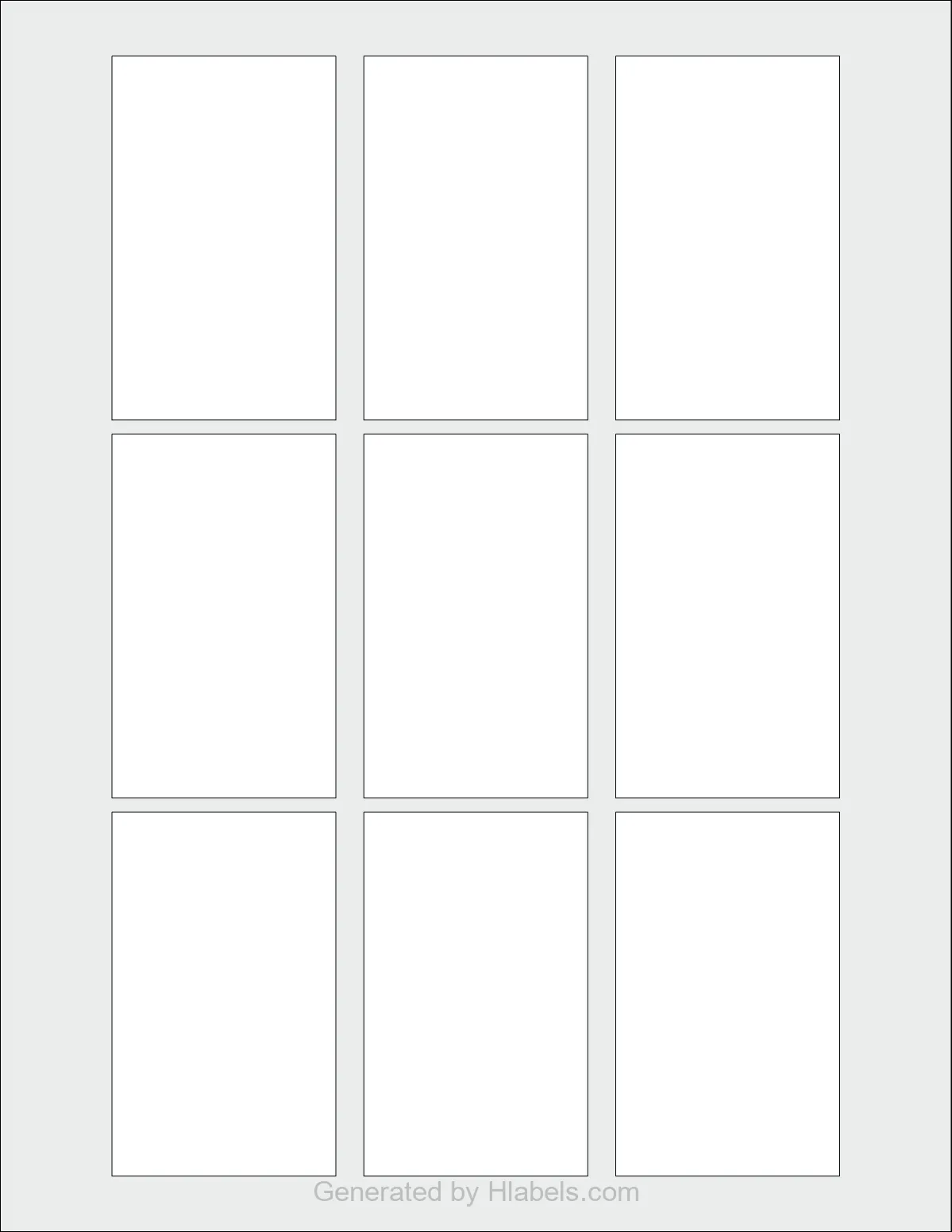OnlineLabels® OL1909 template with 9 rectangular 2 x 3.25 inch labels per sheet, on Letter-size adhesive blank label sheets.