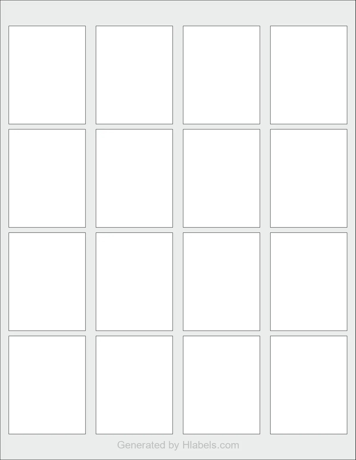 OnlineLabels® OL192 template with 16 rectangular 1.8327 x 2.3458 inch labels per sheet, on Letter-size adhesive blank label sheets.