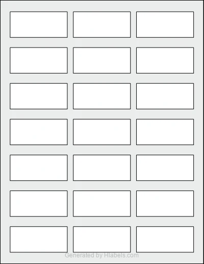 OnlineLabels® OL193 template with 21 rectangular 2.3852 x 1.0671 inch labels per sheet, on Letter-size adhesive blank label sheets.
