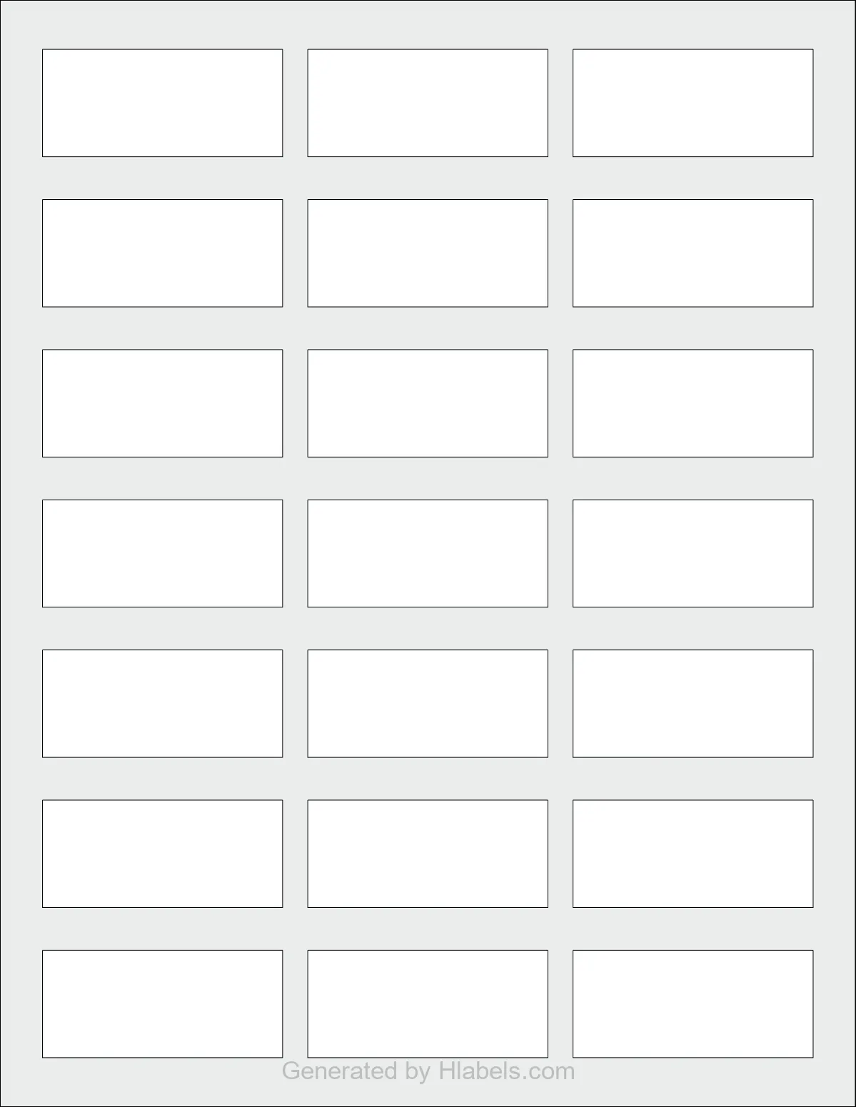 OnlineLabels® OL193 template with 21 rectangular 2.3852 x 1.0671 inch labels per sheet, on Letter-size adhesive blank label sheets.