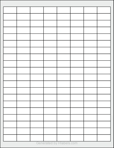 OnlineLabels® OL1930 template with 160 rectangular 1 x 0.5 inch labels per sheet, on Letter-size adhesive blank label sheets.