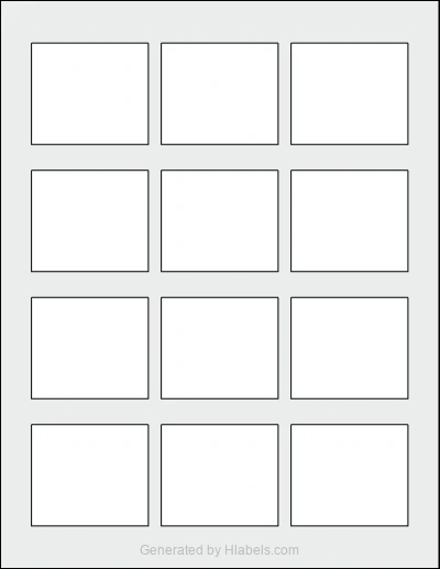 OnlineLabels® OL194 template with 12 rectangular 2.2609 x 1.9582 inch labels per sheet, on Letter-size adhesive blank label sheets.