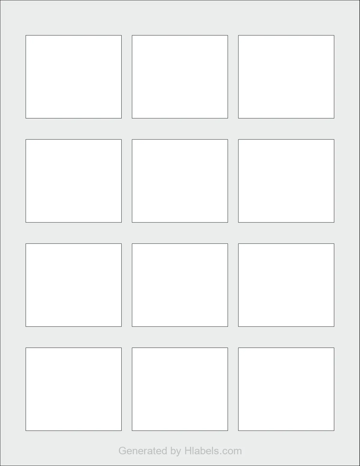 OnlineLabels® OL194 template with 12 rectangular 2.2609 x 1.9582 inch labels per sheet, on Letter-size adhesive blank label sheets.