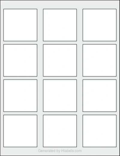 OnlineLabels® OL195 template with 12 rectangular 2.3758 x 2.26 inch labels per sheet, on Letter-size adhesive blank label sheets.