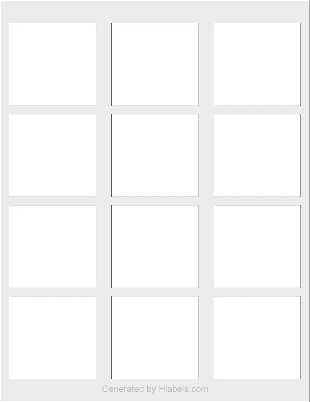 OnlineLabels® OL195 template with 12 rectangular 2.3758 x 2.26 inch labels per sheet, on Letter-size adhesive blank label sheets.