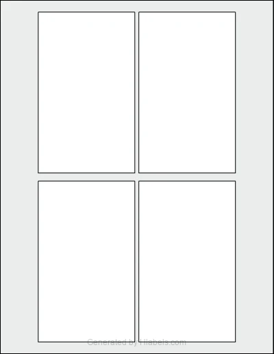 OnlineLabels® OL1983 template with 4 rectangular 3 x 5 inch labels per sheet, on Letter-size adhesive blank label sheets.