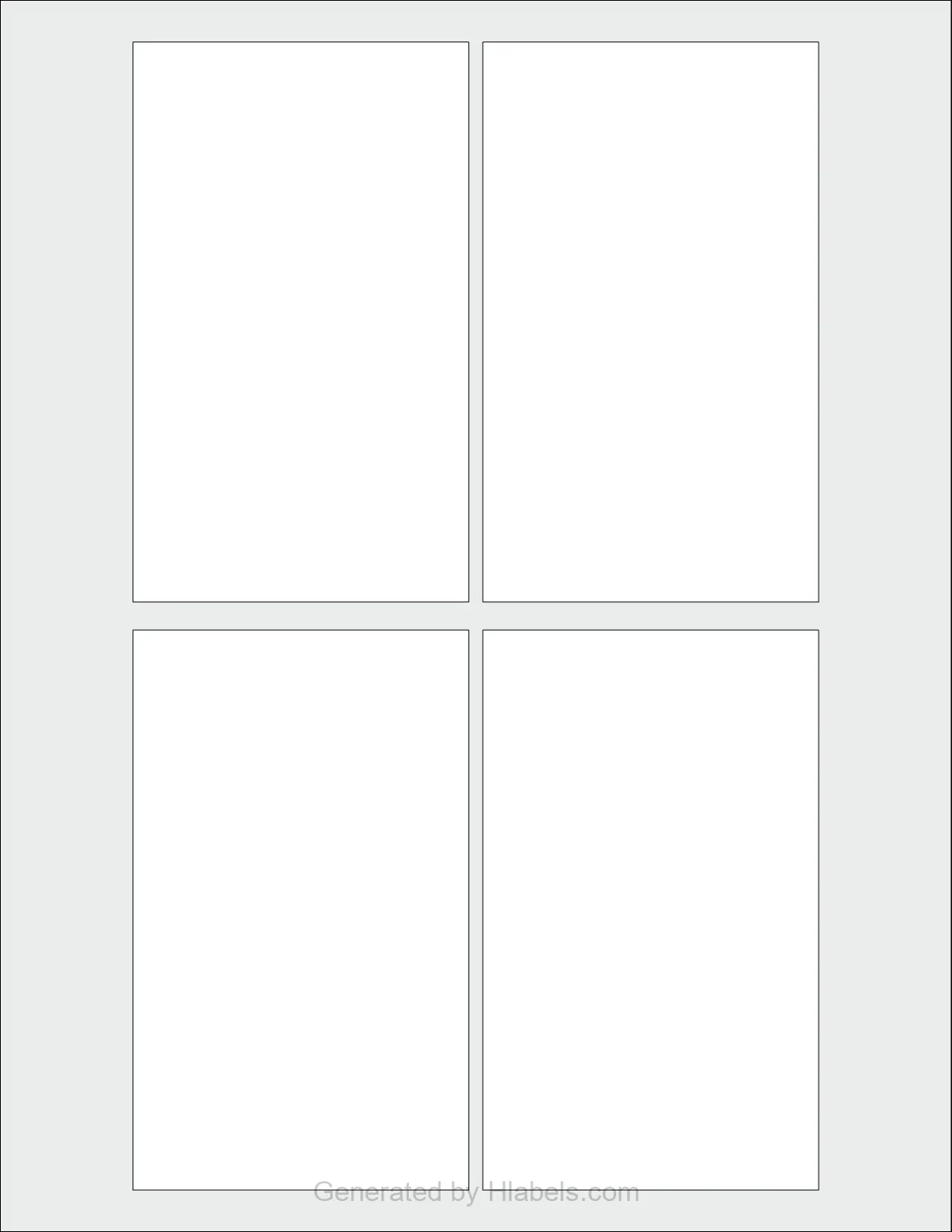 OnlineLabels® OL1983 template with 4 rectangular 3 x 5 inch labels per sheet, on Letter-size adhesive blank label sheets.