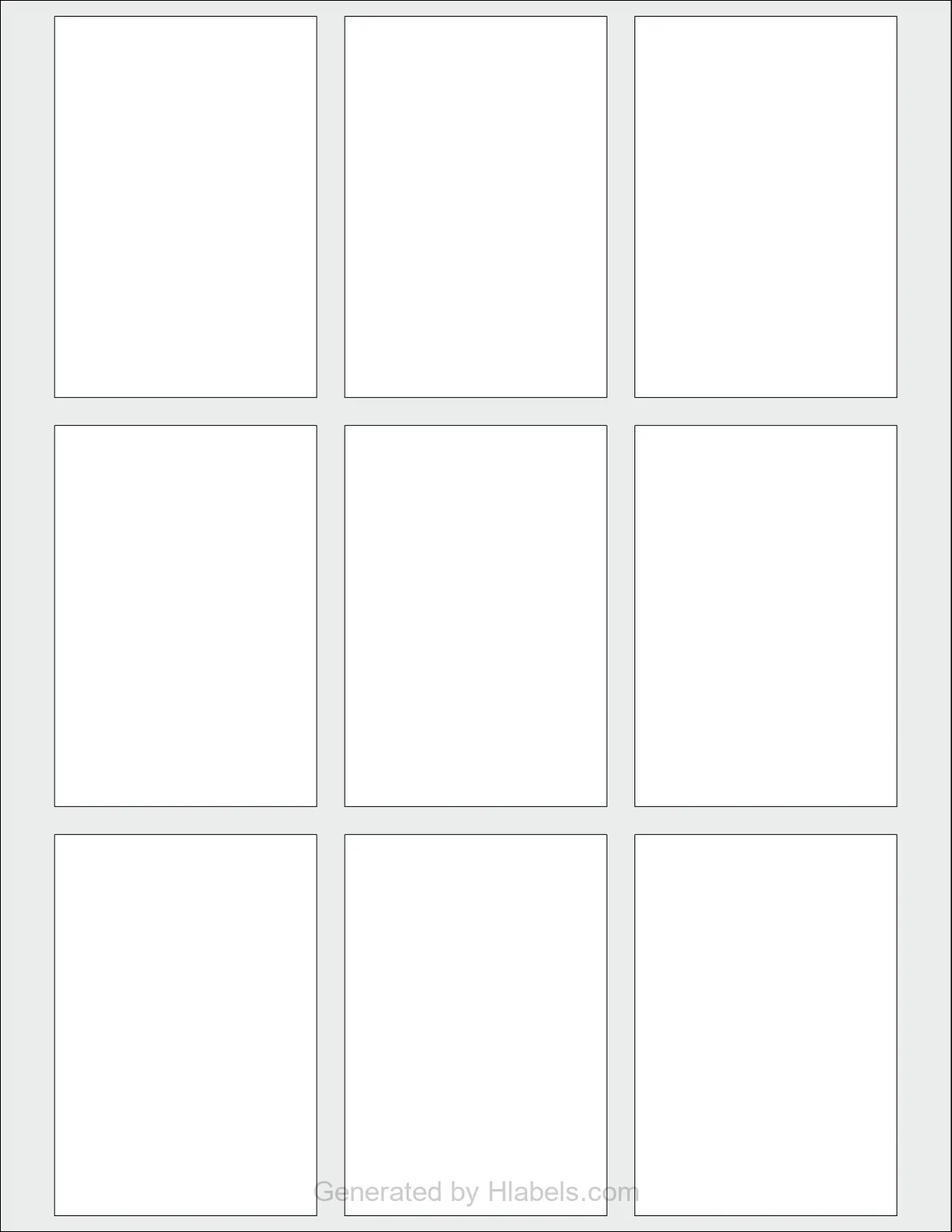 OnlineLabels® OL201 template with 9 rectangular 2.3414 x 3.4028 inch labels per sheet, on Letter-size adhesive blank label sheets.