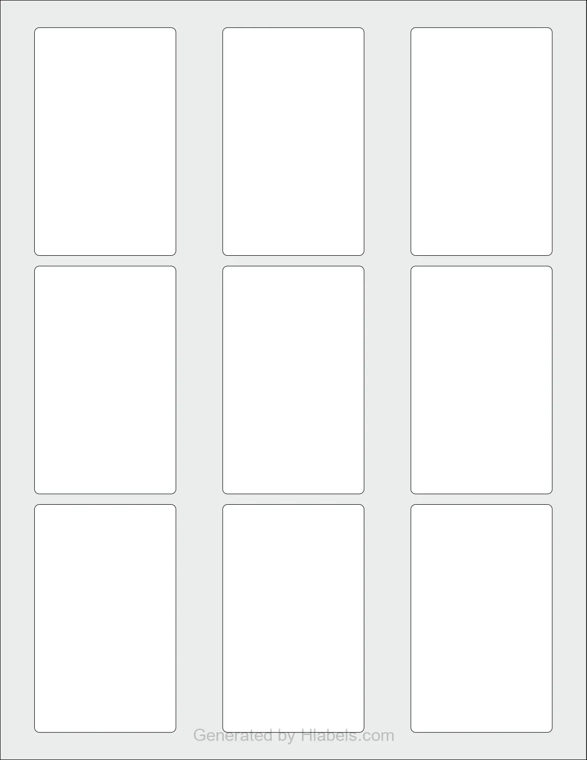 OnlineLabels® OL202 template with 9 rectangular 2.0483 x 3.2983 inch labels per sheet, on Letter-size adhesive blank label sheets.