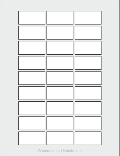 OnlineLabels® OL2083 template with 27 rectangular 1.875 x 0.9375 inch labels per sheet, on Letter-size adhesive blank label sheets.