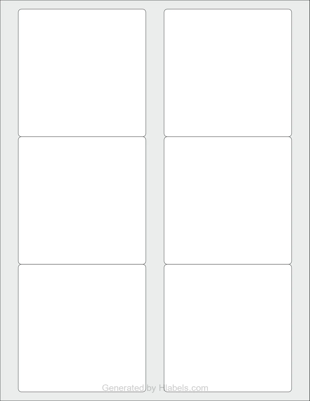 OnlineLabels® OL2087 template with 6 square 3.5 x 3.5 inch labels per sheet, on Letter-size adhesive blank label sheets.