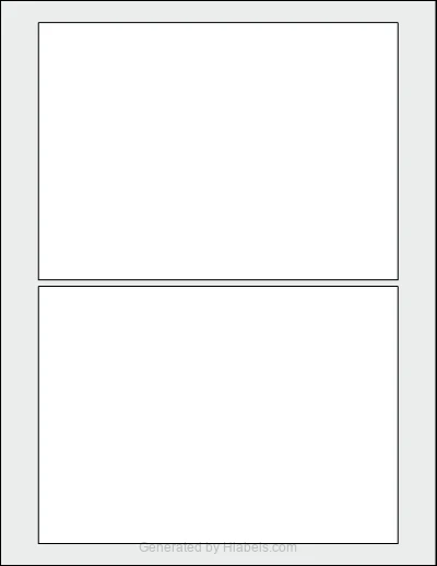 OnlineLabels® OL2124 template with 2 rectangular 7 x 5 inch labels per sheet, on Letter-size adhesive blank label sheets.