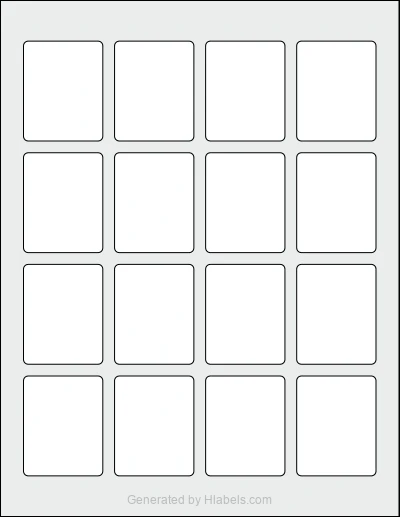 OnlineLabels® OL2162 template with 16 rectangular 1.6875 x 2.125 inch labels per sheet, on Letter-size adhesive blank label sheets.