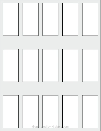 OnlineLabels® OL223 template with 15 rectangular 1.3125 x 2.75 inch labels per sheet, on Letter-size adhesive blank label sheets.