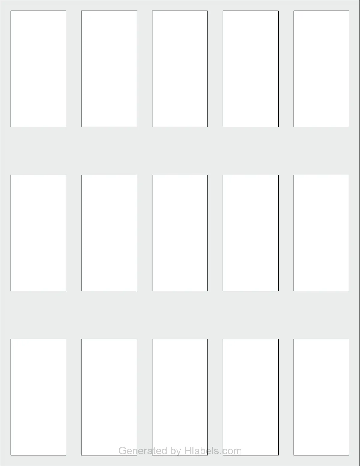 OnlineLabels® OL223 template with 15 rectangular 1.3125 x 2.75 inch labels per sheet, on Letter-size adhesive blank label sheets.
