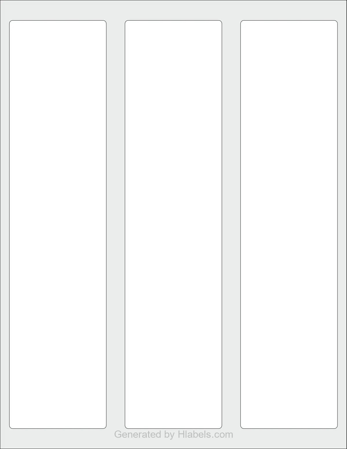 OnlineLabels® OL2319 template with 3 rectangular 2.375 x 10 inch labels per sheet, on Letter-size adhesive blank label sheets.