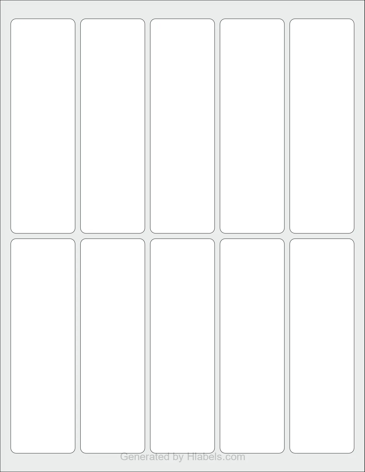 OnlineLabels® OL2331 template with 10 rectangular 1.5 x 5 inch labels per sheet, on Letter-size adhesive blank label sheets.