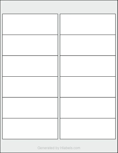 OnlineLabels® OL250 template with 12 rectangular 4 x 1.5 inch labels per sheet, on Letter-size adhesive blank label sheets.