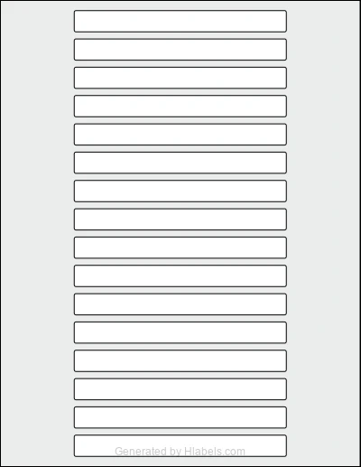 OnlineLabels® OL2510 template with 16 rectangular 5 x 0.5 inch labels per sheet, on Letter-size adhesive blank label sheets.