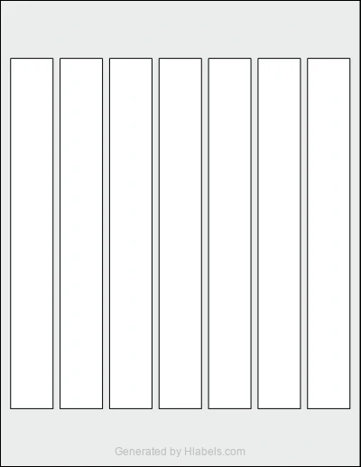 OnlineLabels® OL2520 template with 7 rectangular 1 x 8.25 inch labels per sheet, on Letter-size adhesive blank label sheets.