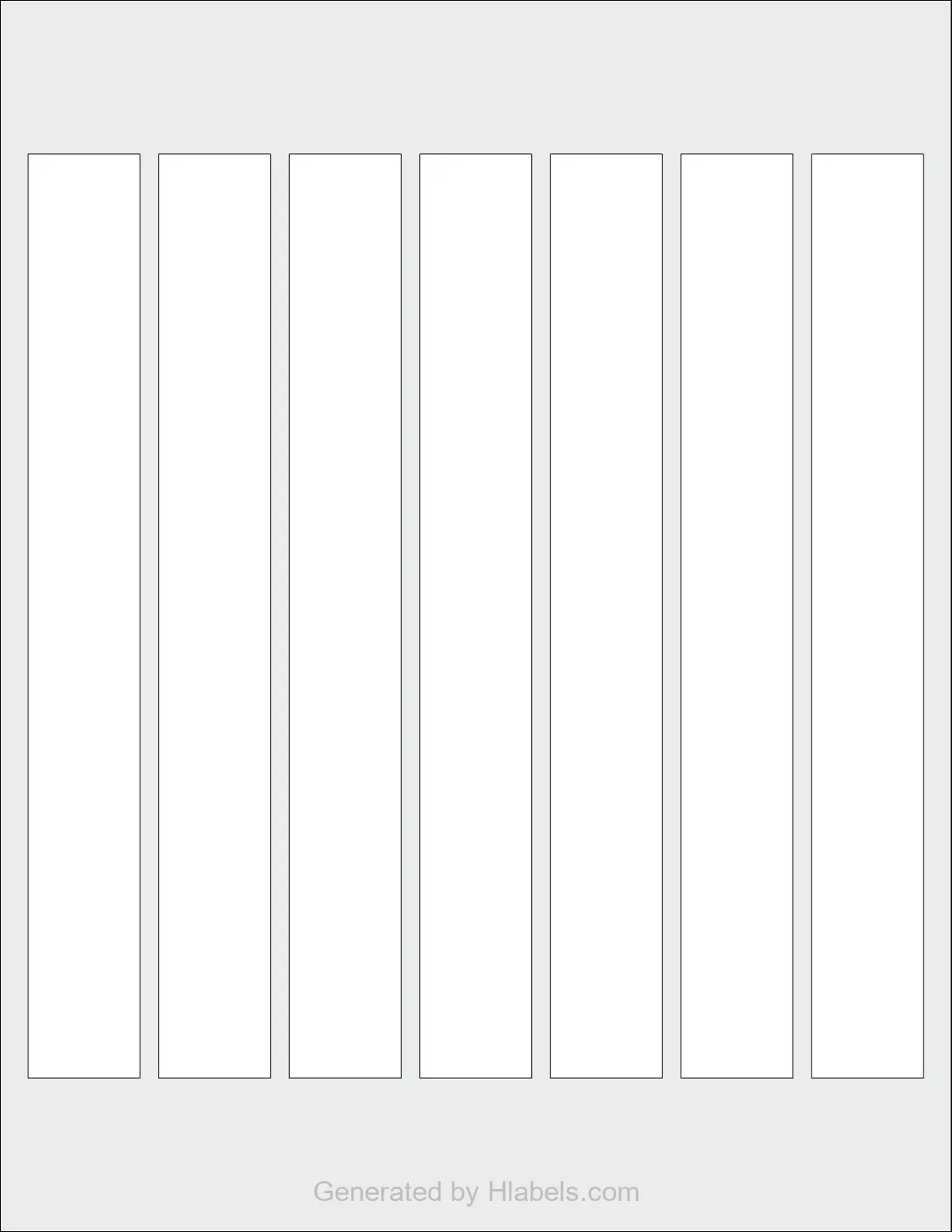 OnlineLabels® OL2520 template with 7 rectangular 1 x 8.25 inch labels per sheet, on Letter-size adhesive blank label sheets.