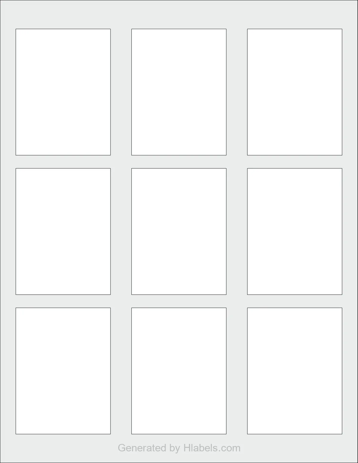 OnlineLabels® OL2522 template with 9 rectangular 2.25 x 3 inch labels per sheet, on Letter-size adhesive blank label sheets.