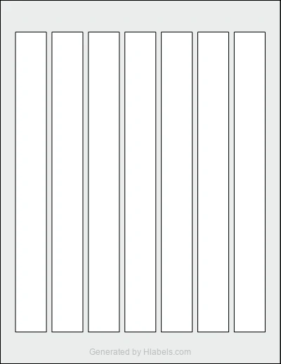 OnlineLabels® OL2525 template with 7 rectangular 0.9375 x 9.0625 inch labels per sheet, on Letter-size adhesive blank label sheets.