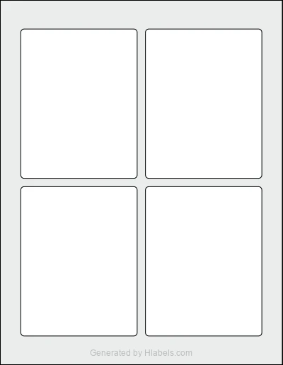 OnlineLabels® OL2547 template with 4 rectangular 3.5 x 4.5 inch labels per sheet, on Letter-size adhesive blank label sheets.