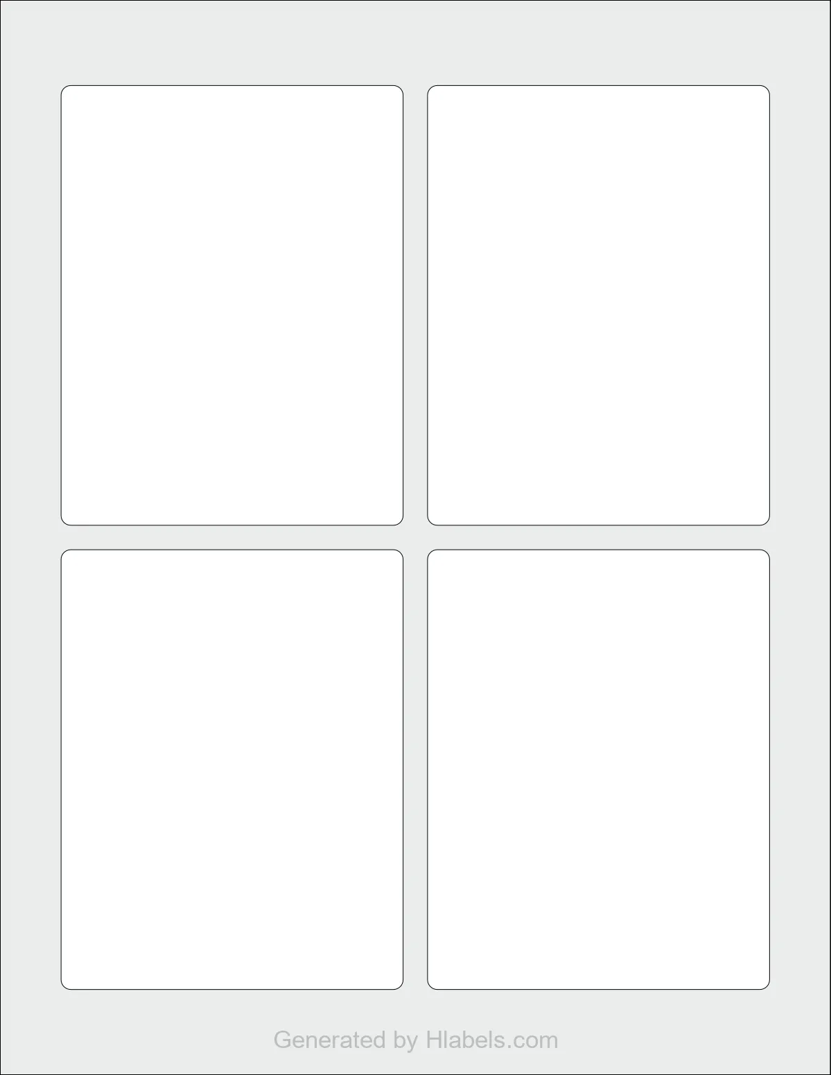 OnlineLabels® OL2547 template with 4 rectangular 3.5 x 4.5 inch labels per sheet, on Letter-size adhesive blank label sheets.